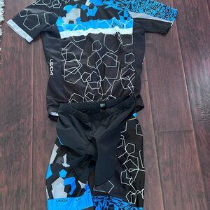 Lixada Cycling Jersey & Padded Shorts Set Mens M Black Blue MTB Road Bike